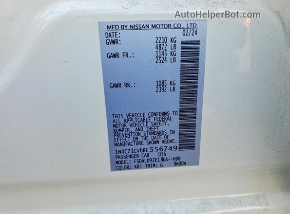 1N4CZ1CV6RC556749 2024 NISSAN LEAF White VIN կոդի պիտակի տեսք