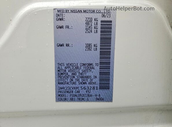 1N4CZ1CVXPC563281 2023 NISSAN LEAF White Вид підкапотного простору