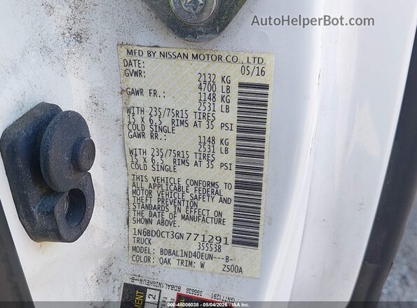 1N6BD0CT3GN771291 2016 NISSAN FRONTIER Белый Вид подкапотного пространства