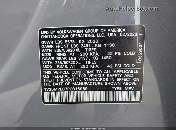 1V25MPE87PC015989 2023 VOLKSWAGEN ID.4 Gray Widok komory silnika