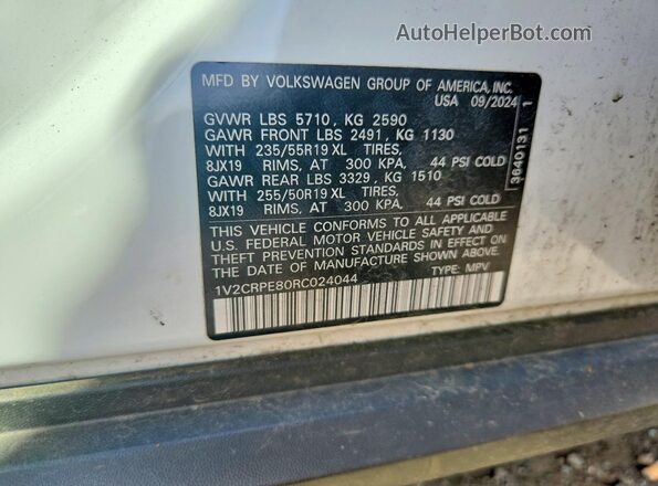 1V2CRPE80RC024044 2024 VOLKSWAGEN ID.4 White Widok naklejki z numerem VIN