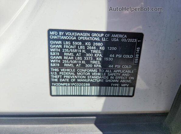 1V2DNPE81PC020288 2023 VOLKSWAGEN ID.4 White VIN sticker view