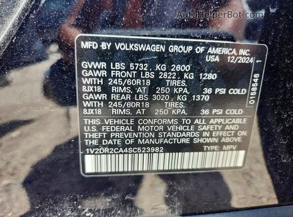 1V2DR2CA4SC523982 2025 VOLKSWAGEN ATLAS Black Вид наклейки з VIN-кодом