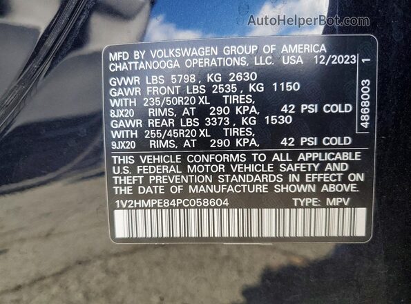 1V2HMPE84PC058604 2023 VOLKSWAGEN ID.4 Черный Панорамный вид салона 360°