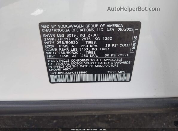 1V2HR2CA5PC555560 2023 VOLKSWAGEN ATLAS Белый Вид подкапотного пространства
