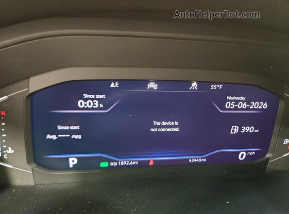 1V2MC2CA8LC205379 2020 VOLKSWAGEN ATLAS Black Instrument cluster view