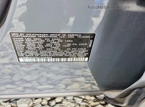 1V2ME2CA0LC232862 2020 VOLKSWAGEN ATLAS Серый Вид наклейки с VIN-кодом