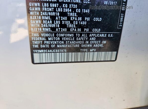 1V2MR2CA6JC507975 2018 VOLKSWAGEN ATLAS Белый Вид подкапотного пространства