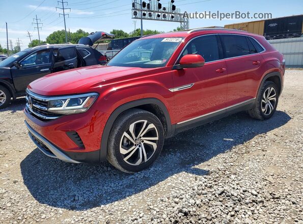 1V2TE2CA1MC204842 2021 VOLKSWAGEN ATLAS Красный Передняя левая четверть