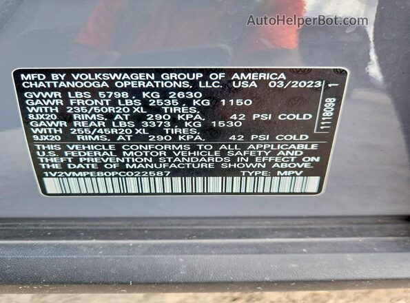 1V2VMPE80PC022587 2023 VOLKSWAGEN ID.4 Серый Вид подкапотного пространства