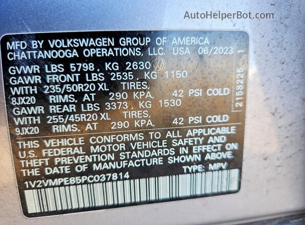 1V2VMPE85PC037814 2023 VOLKSWAGEN ID.4 Gray Панорамний вид салону 360°