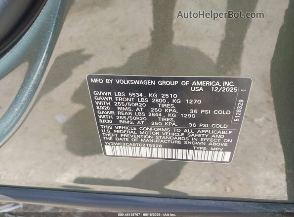 1V2WC2CA9TC215928 2026 VOLKSWAGEN ATLAS Green Vista del compartimento del motor