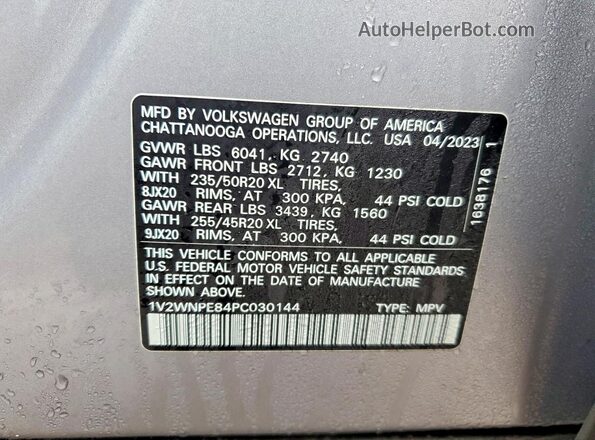 1V2WNPE84PC030144 2023 VOLKSWAGEN ID.4 Gray ძრავის განყოფილების ხედი