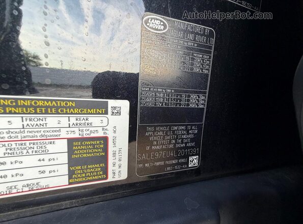 SALE97EU4L2011391 2020 LAND ROVER DEFENDER Black Սալոնի հետևի տեսք