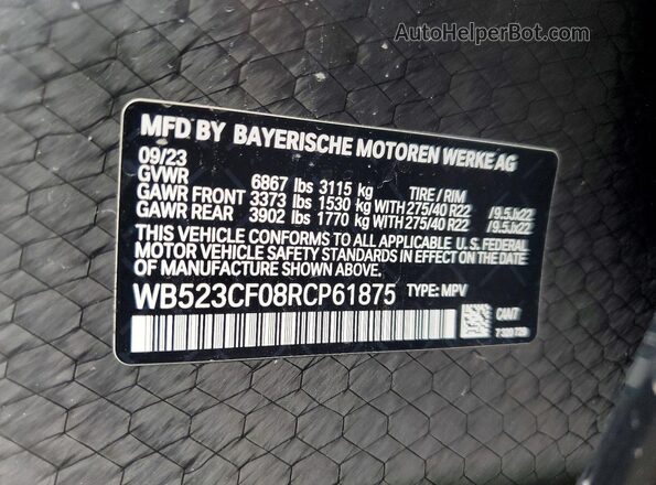 WB523CF08RCP61875 2024 BMW IX Gray Vista interior de 360 grados