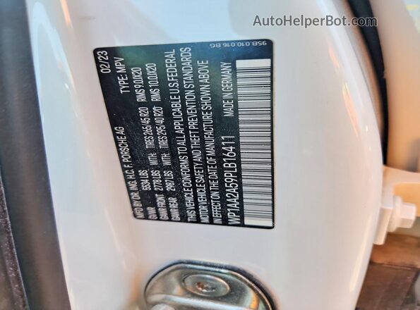 WP1AA2A59PLB16411 2023 PORSCHE MACAN Белый Панорамный вид салона 360°