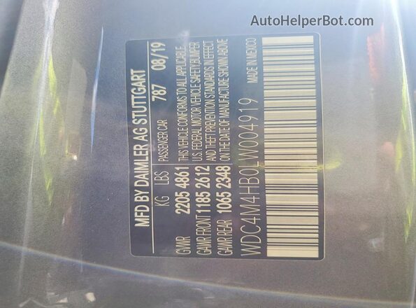 WDC4M4HB0LW004919 2020 MERCEDES-BENZ GLB-CLASS Gray Панорамний вид салону 360°
