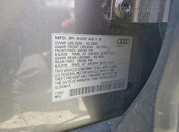 WA1AHAF7XHD037241 2017 AUDI Q7 Серый Панорамный вид салона 360°