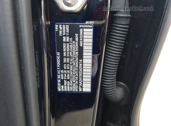 WP1AA2AYXKDA09414 2019 PORSCHE CAYENNE Черный Вид задней части салона