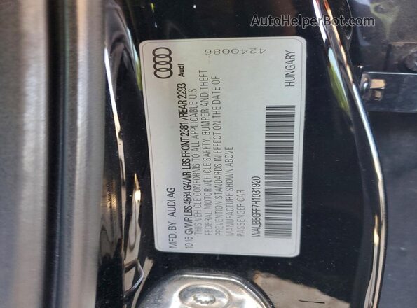 WAUB8GFF7H1031920 2017 AUDI A3 Black Вид наклейки з VIN-кодом