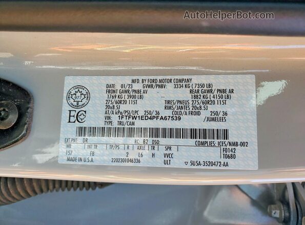 1FTFW1ED4PFA67539 2023 FORD F150 Серый Вид подкапотного пространства