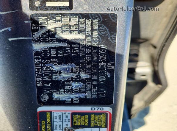 KNDCE3LC3H5090507 2017 KIA NIRO Серый Вид наклейки с VIN-кодом