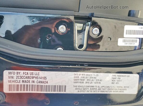 2C3CCABG9PH514105 2023 CHRYSLER 300 Black Вид наклейки з VIN-кодом