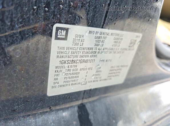 1GKS2BKC7GR481011 2016 GMC YUKON Черный Вид задней части салона