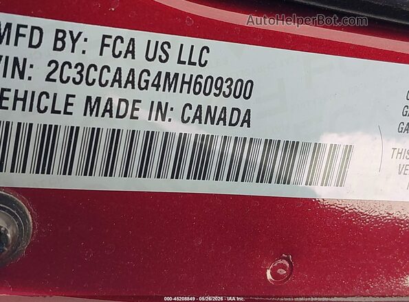 2C3CCAAG4MH609300 2021 CHRYSLER 300 Красный Вид подкапотного пространства