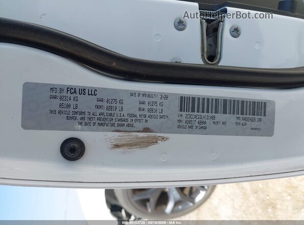 2C3CCAEG3LH131489 2020 CHRYSLER 300 White Widok komory silnika