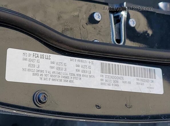2C3CCAGGXGH244276 2016 CHRYSLER 300 Черный Вид наклейки с VIN-кодом