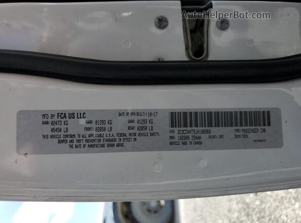 2C3CDXAT9JH188960 2018 DODGE CHARGER Белый Вид подкапотного пространства