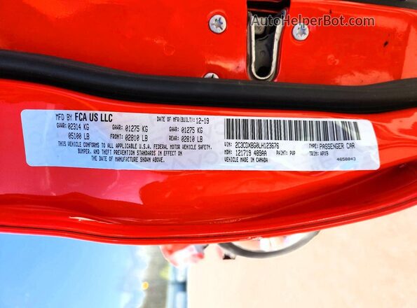 2C3CDXBG0LH123676 2020 DODGE CHARGER Оранжевый Вид подкапотного пространства