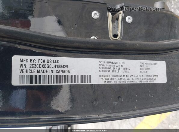 2C3CDXBG0LH188429 2020 DODGE CHARGER Черный Вид подкапотного пространства