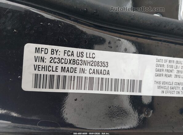 2C3CDXBG3NH208353 2022 DODGE CHARGER Черный Вид подкапотного пространства