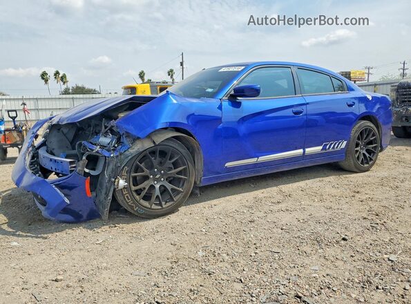 2C3CDXBG4JH196515 2018 DODGE CHARGER Blue Передня ліва чверть
