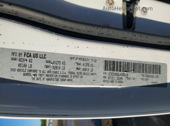 2C3CDXBG6JH336158 2018 DODGE CHARGER White Vista del compartimento del motor