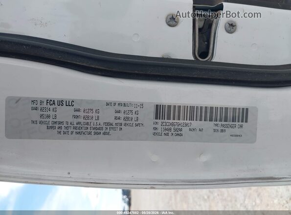 2C3CDXBG7GH123017 2016 DODGE CHARGER Белый Вид подкапотного пространства
