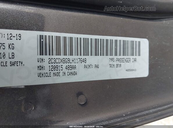 2C3CDXBG9LH117648 2020 DODGE CHARGER Серый Вид подкапотного пространства