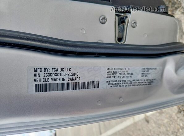 2C3CDXCT0LH202843 2020 DODGE CHARGER Серебряный Вид подкапотного пространства