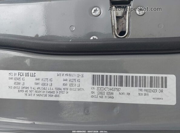 2C3CDXCT1HH537567 2017 DODGE CHARGER Серый Вид подкапотного пространства