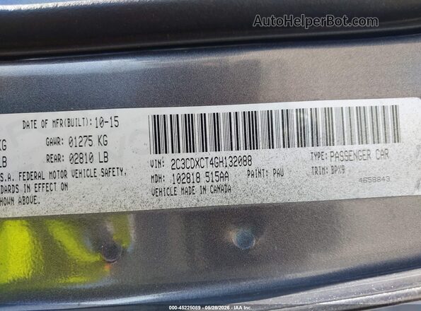 2C3CDXCT4GH132088 2016 DODGE CHARGER Черный Вид подкапотного пространства