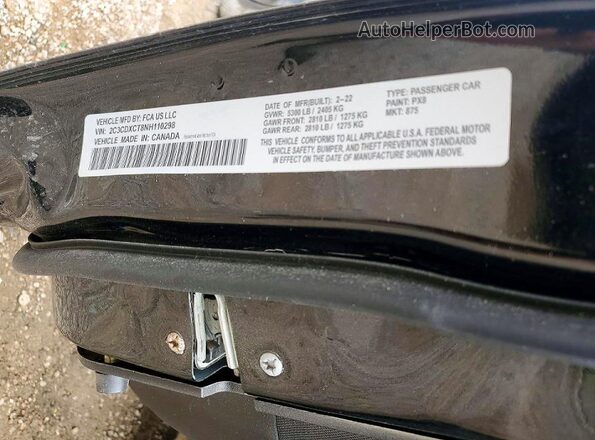 2C3CDXCT8NH110298 2022 DODGE CHARGER Black VIN კოდის სტიკერის ხედი