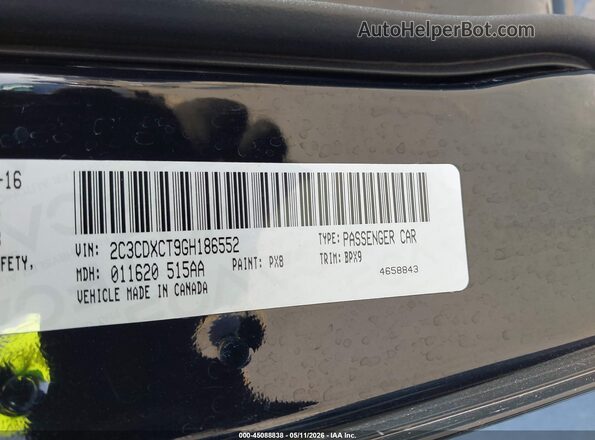 2C3CDXCT9GH186552 2016 DODGE CHARGER Black Widok komory silnika