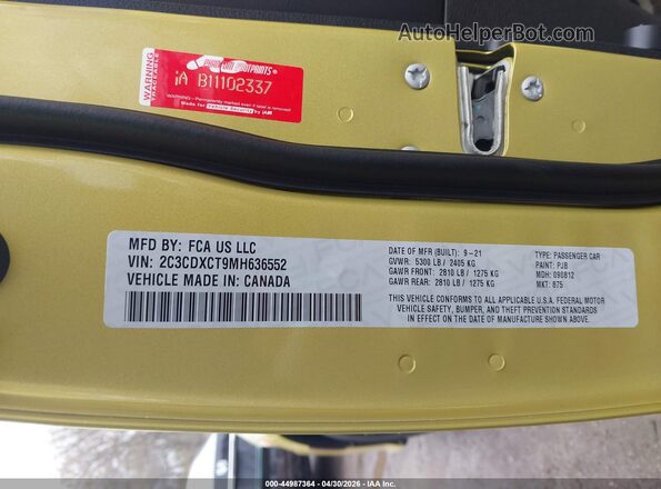 2C3CDXCT9MH636552 2021 DODGE CHARGER Желтый Вид подкапотного пространства