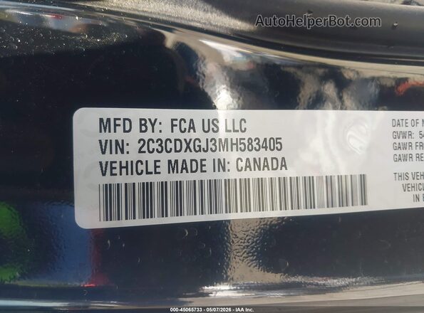 2C3CDXGJ3MH583405 2021 DODGE CHARGER Черный Вид подкапотного пространства