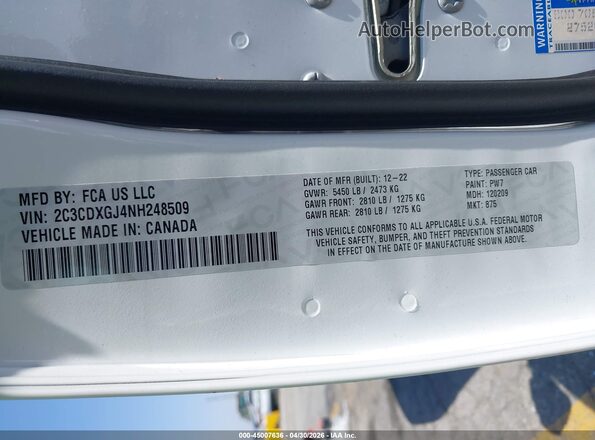 2C3CDXGJ4NH248509 2022 DODGE CHARGER Белый Вид подкапотного пространства