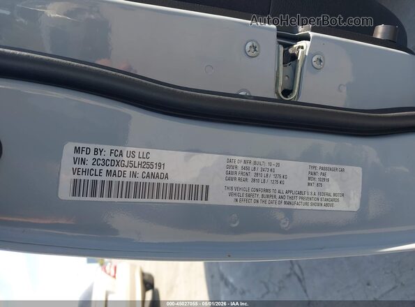 2C3CDXGJ5LH255191 2020 DODGE CHARGER Серый Вид подкапотного пространства