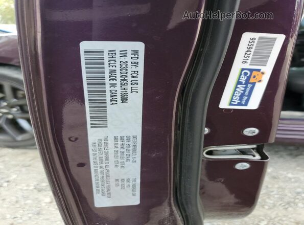 2C3CDXHG5LH186084 2020 DODGE CHARGER Фиолетовый Вид наклейки с VIN-кодом