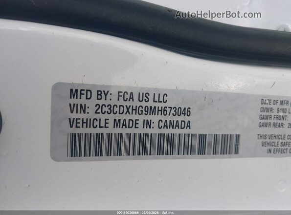 2C3CDXHG9MH673046 2021 DODGE CHARGER Белый Вид подкапотного пространства